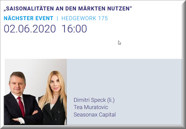 Hedgework "Saisonalitäten an den Märkten nutzen"