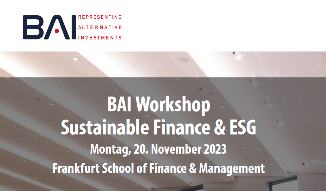 BAI Workshop Sustainable Finance & ESG