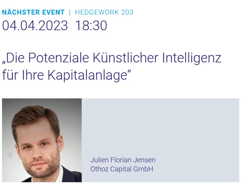 HEDGEWORK: „Die Potenziale Künstlicher Intelligenz für Ihre Kapitalanlage“