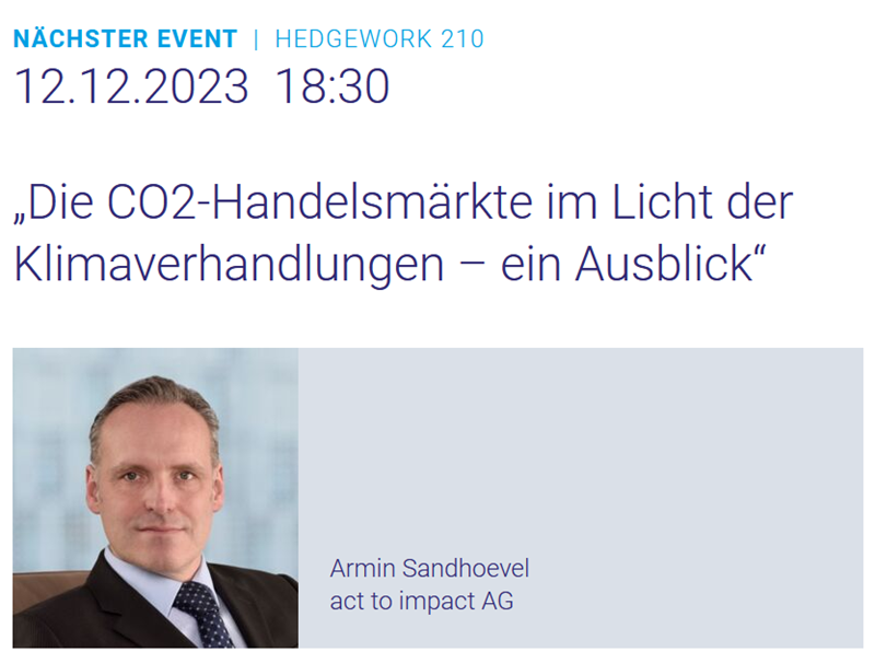 HEDGEWORK: „Die CO2-Handelsmärkte im Licht der Klimaverhandlungen – ein Ausblick“