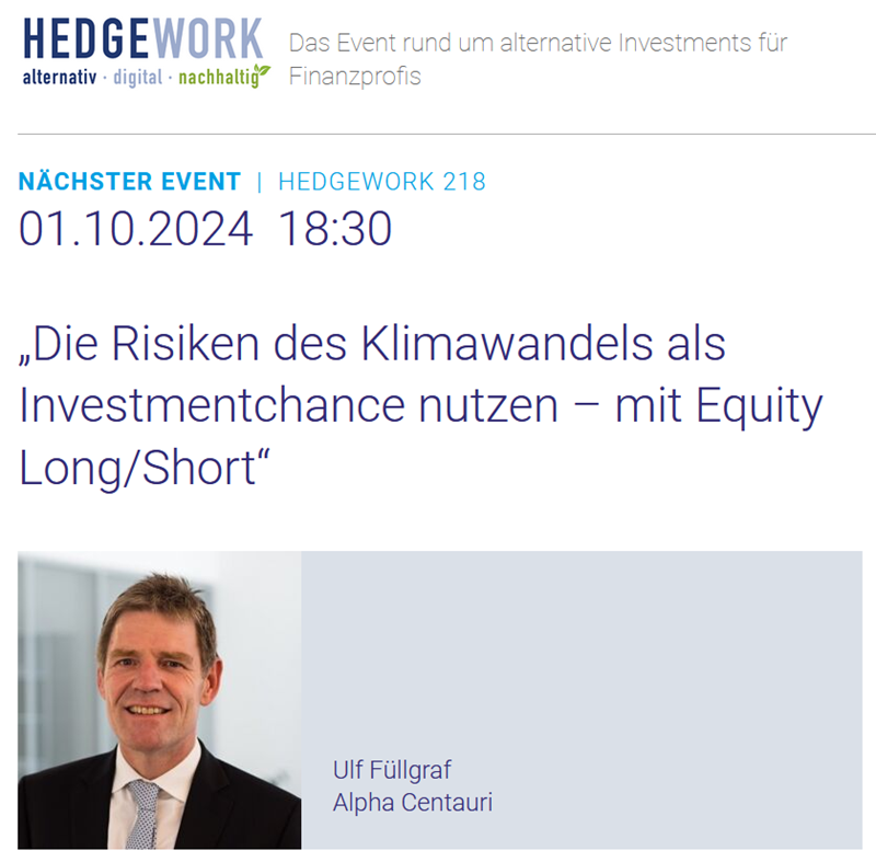 HEDGEWORK: "Die Risiken des Klimawandels als Investmentchance nutzen – mit Equity Long/Short"