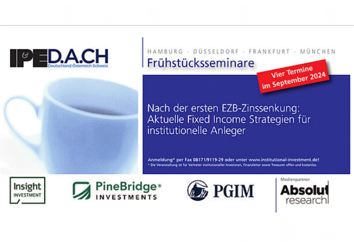 IPE Frühstücksseminare "Nach der ersten EZB-Zinssenkung: Aktuelle Fixed Income Strategien für  institutionelle Anleger"