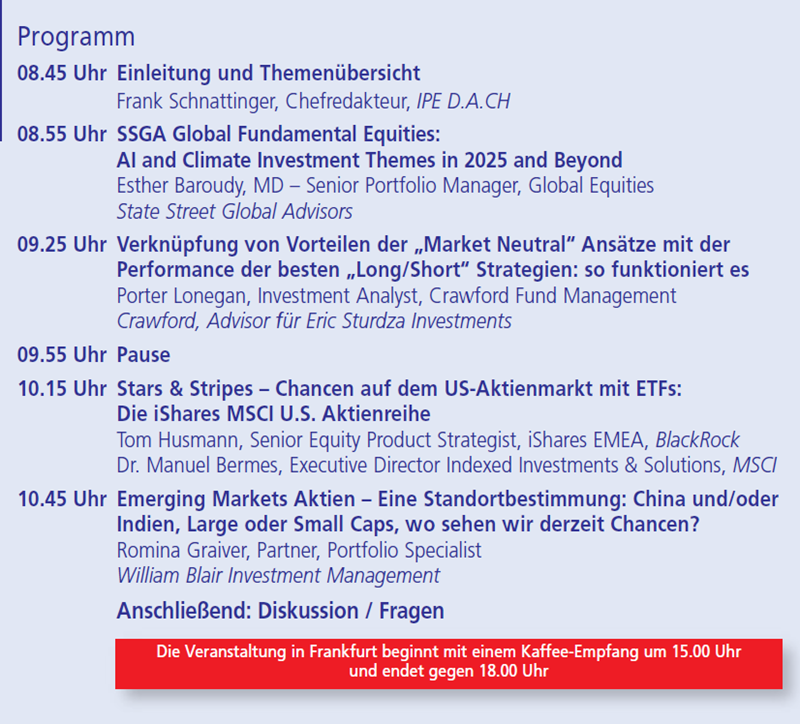 IPE Frühstücksseminare "Aktieninvestments im Wandel"